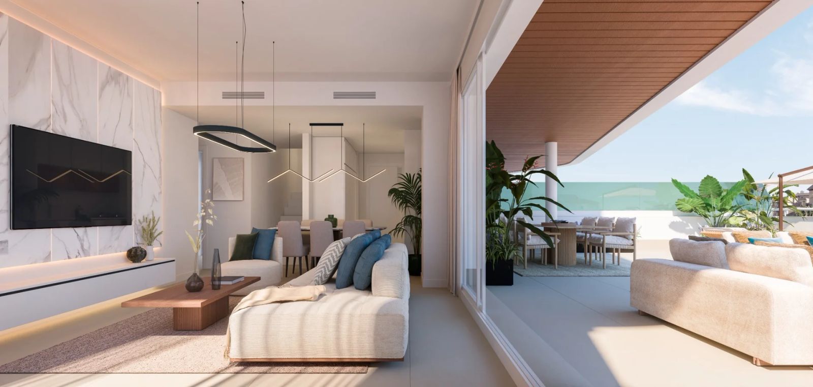 03 modern living room with sea view balcony